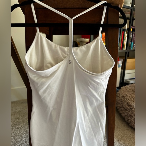 Lululemon White Power Y Tank Top Built-In Bra Yoga Athletic Cami - Picture 1 of 3